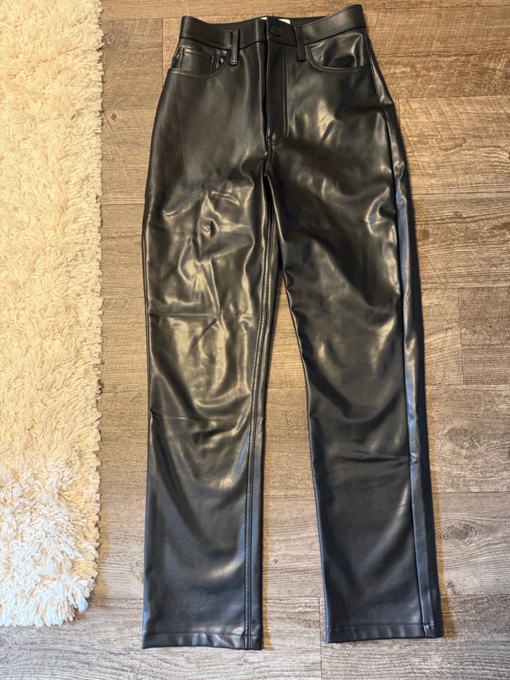 Abercrombie & Fitch Curve Love Black Faux Leather Womens Pants